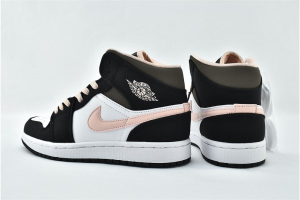 Air Jordan 1 Mid SE Peach Mocha White Black Pink DH0210 100 Womens And Mens Shoes
